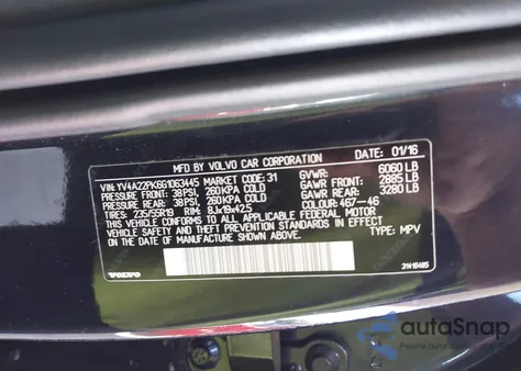 2016 Volvo Xc90 T6 Momentum z USA, uszkodzony, nr VIN YV4A22PK6G1063445